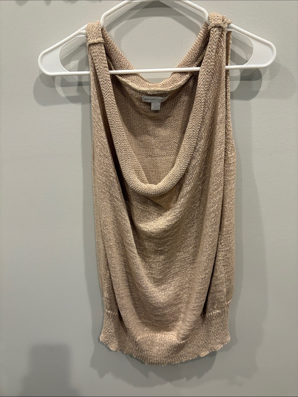 New York & Company Sleeveless Cowl Neck Sweater Tank - Beige